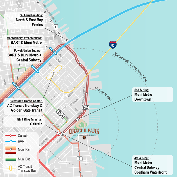 Oracle park public transportation map commencement